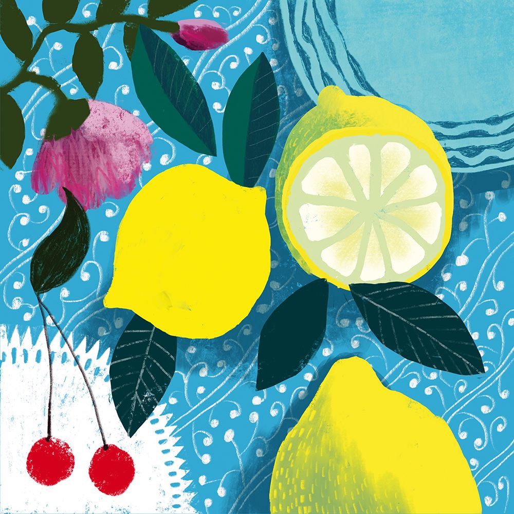 Lemon and Cherries art print by Uta Krogmann for $57.95 CAD