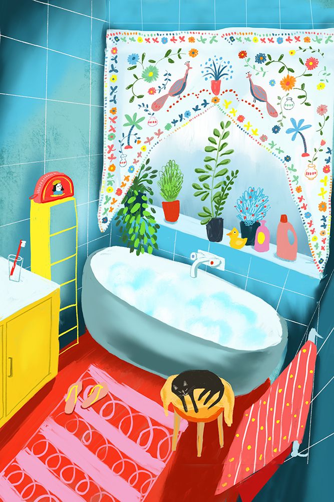 Bathroom Kitten art print by Uta Krogmann for $57.95 CAD