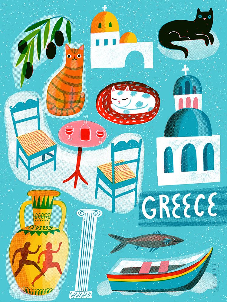 Screenprint Vintage Travel Greece art print by Uta Krogmann for $57.95 CAD