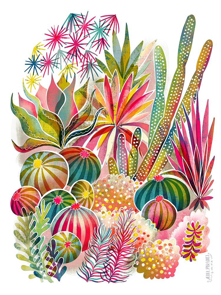 Flowering Succulent and Cacti Garden art print by Uta Krogmann for $57.95 CAD