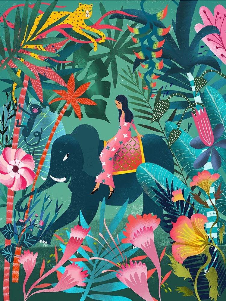 Elephant Jungle Ride art print by Uta Krogmann for $57.95 CAD