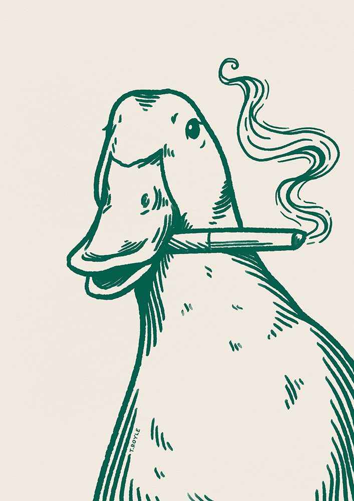 Smoking Duck in green art print by Tara Royle for $57.95 CAD