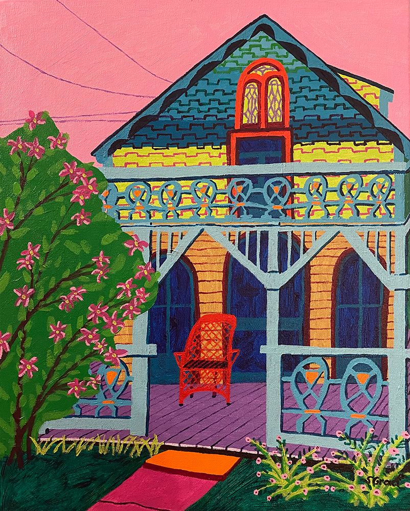 House with Pink Flowers art print by Sue Graef for $57.95 CAD