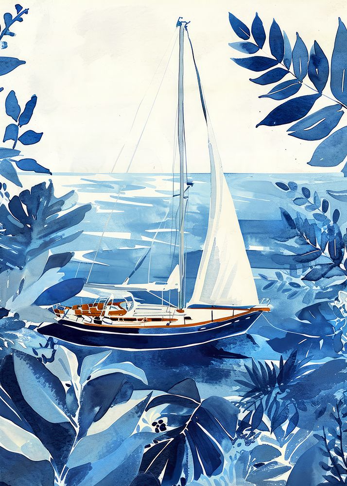 Vacation Yachting Watercolor Digital Painting (1) art print by Justyna Jaszke for $57.95 CAD