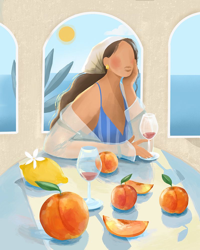 Girl with peaches art print by Petra Lizde for $57.95 CAD