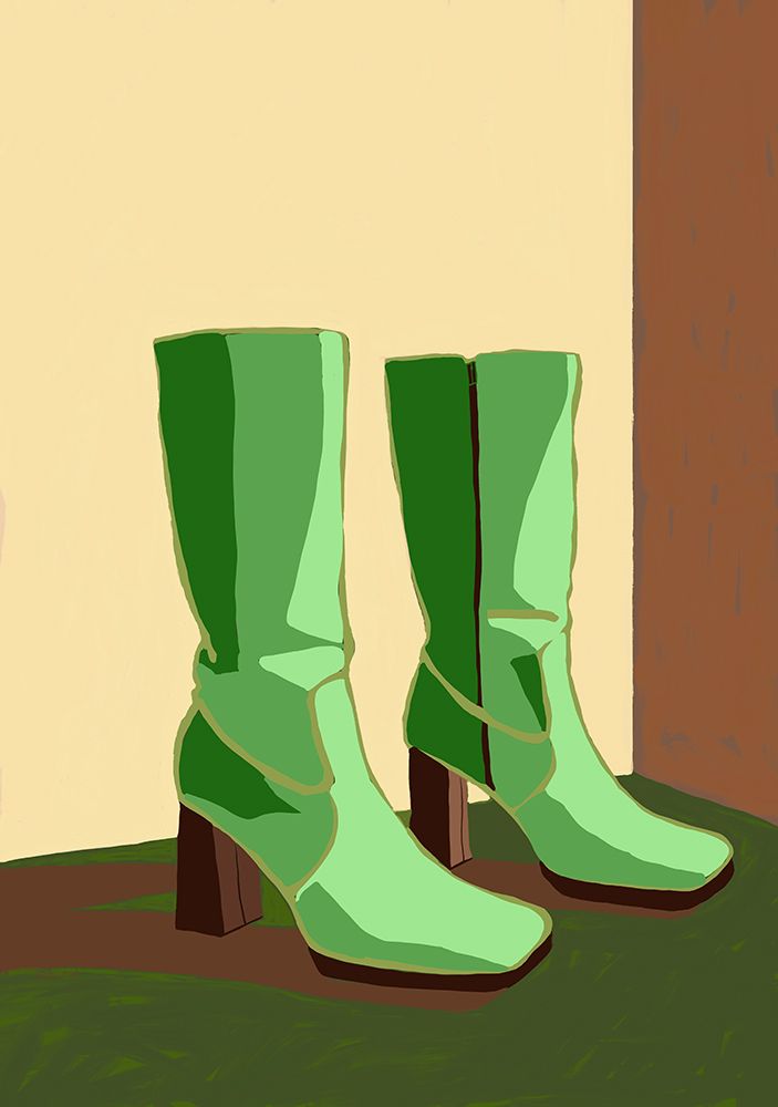 Green boots art print by Sharyn Bursic for $57.95 CAD