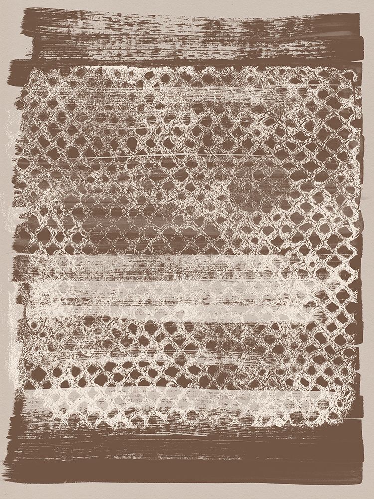 Neutral Pattern. White monotype texture on brown. art print by Dina Dankers for $57.95 CAD