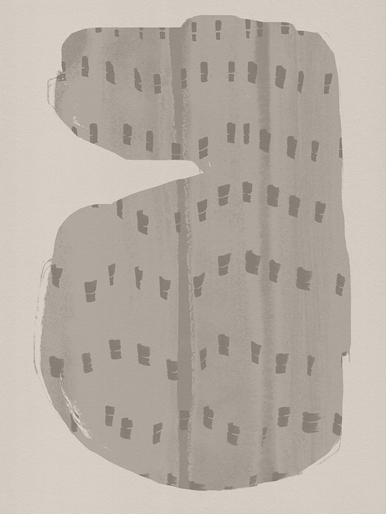 Organic Patterned Shape in grey and taupe on white. art print by Dina Dankers for $57.95 CAD