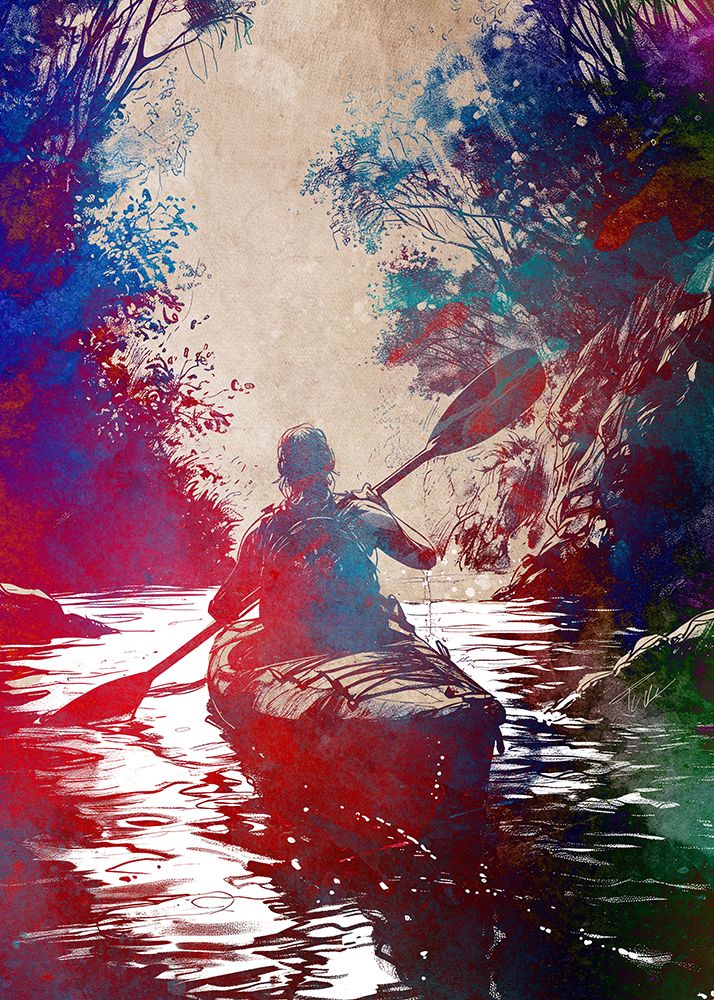 Kayaking sport art art print by Justyna Jaszke for $57.95 CAD