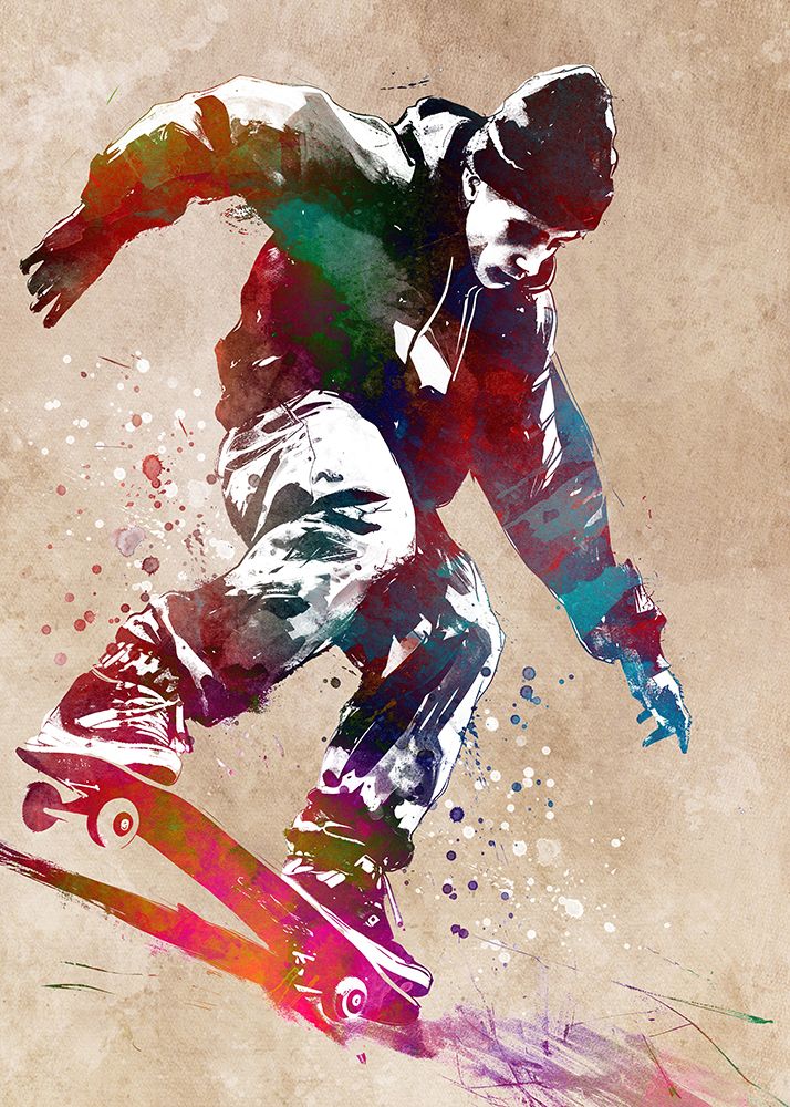 Skateboard sport art art print by Justyna Jaszke for $57.95 CAD