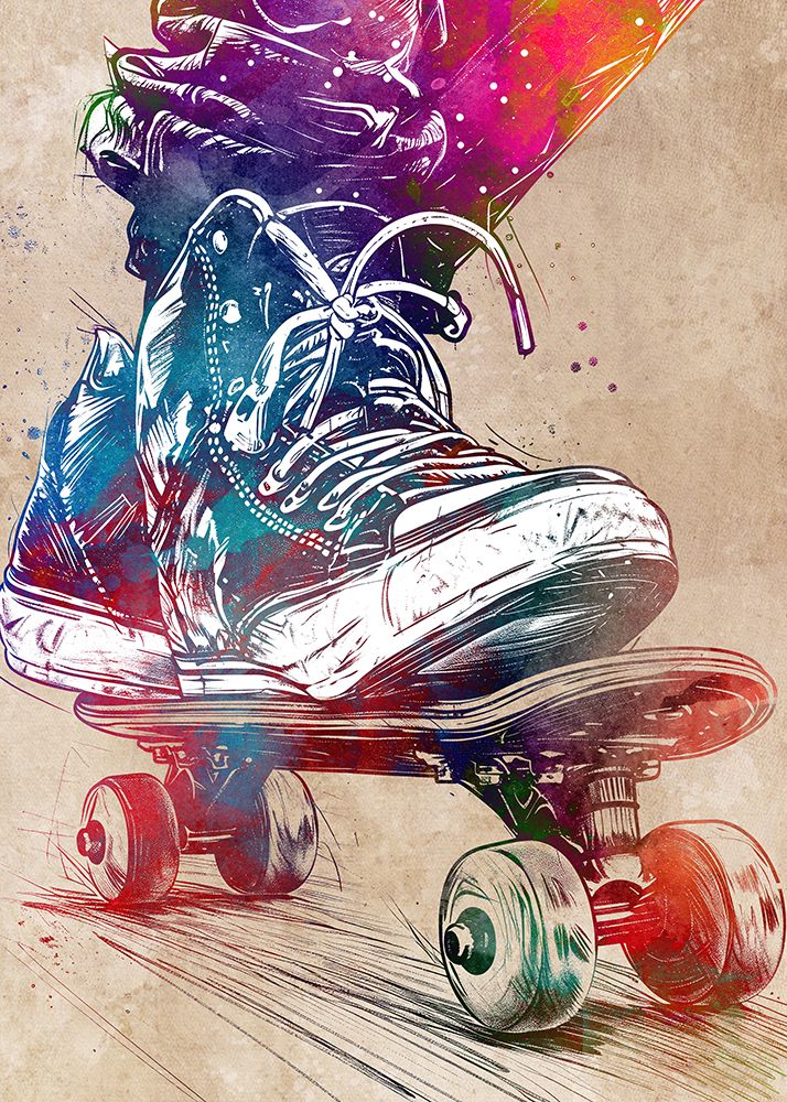 Skateboard sport art art print by Justyna Jaszke for $57.95 CAD