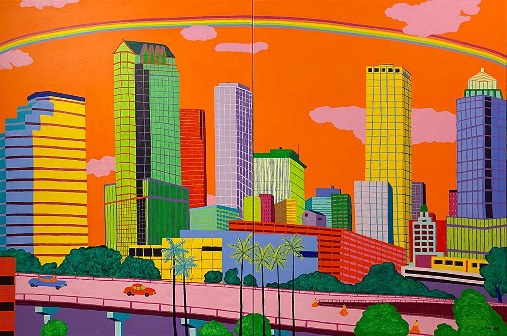 Tampa Skyline Rainbow art print by Sue Graef for $57.95 CAD