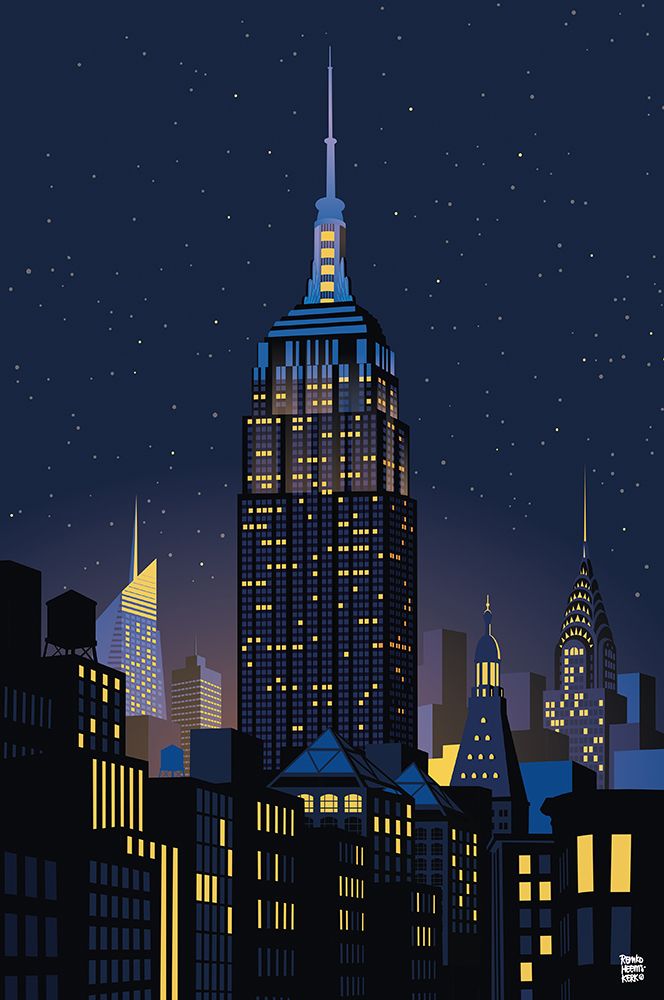 NYC Manhathan by night art print by Remko Heemskerk for $57.95 CAD