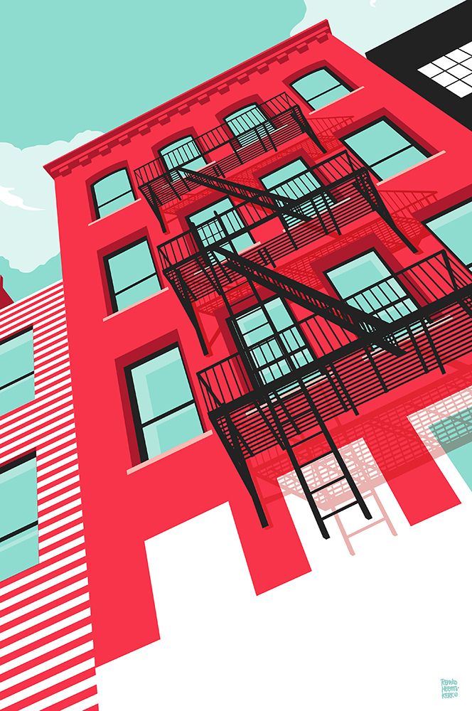 NYC Brooklyn Red art print by Remko Heemskerk for $57.95 CAD