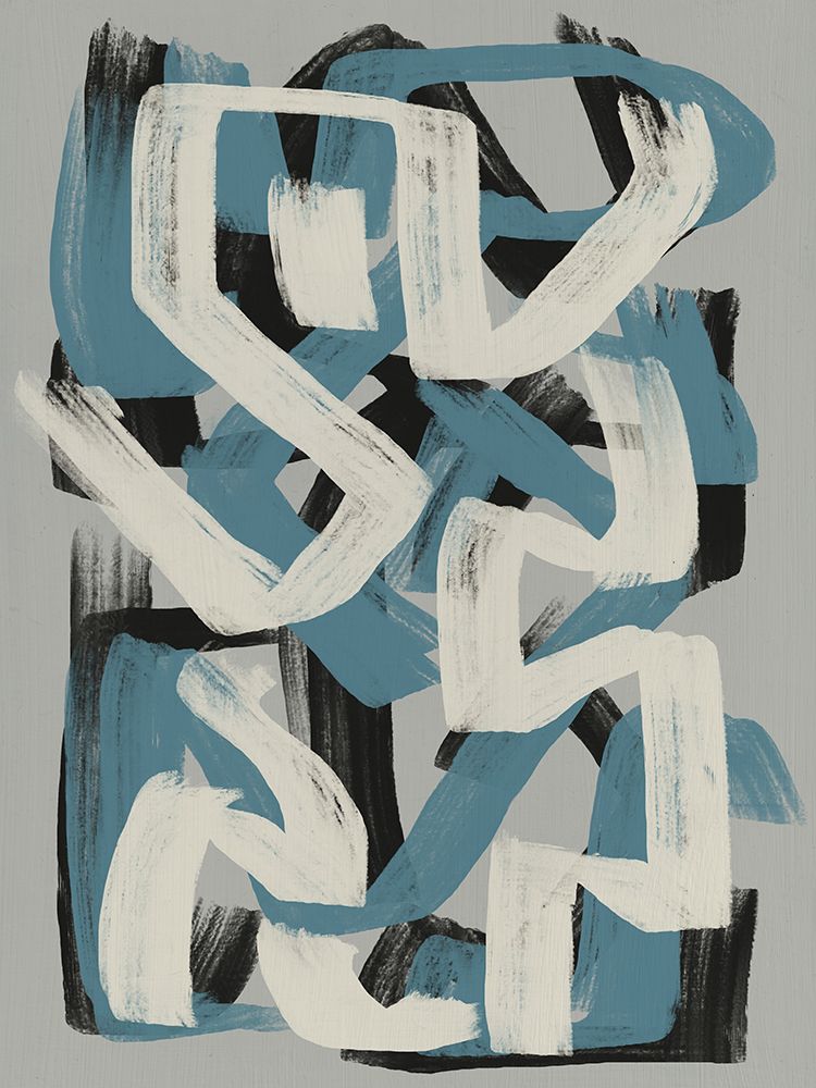 Dry brush abstract in grey and blue art print by Little Dean for $57.95 CAD