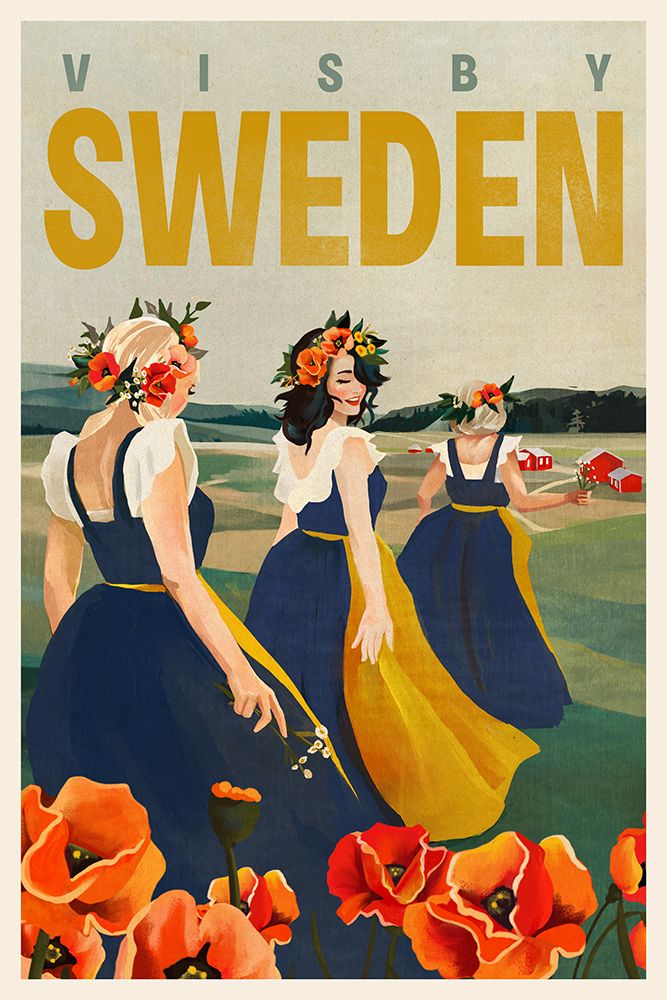 Visby Sweden Flower Girls art print by The Whiskey Ginger for $57.95 CAD