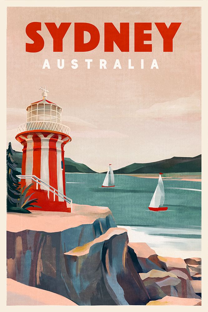 Sydney Australia Lighthouse Nautical Travel Art art print by The Whiskey Ginger for $57.95 CAD