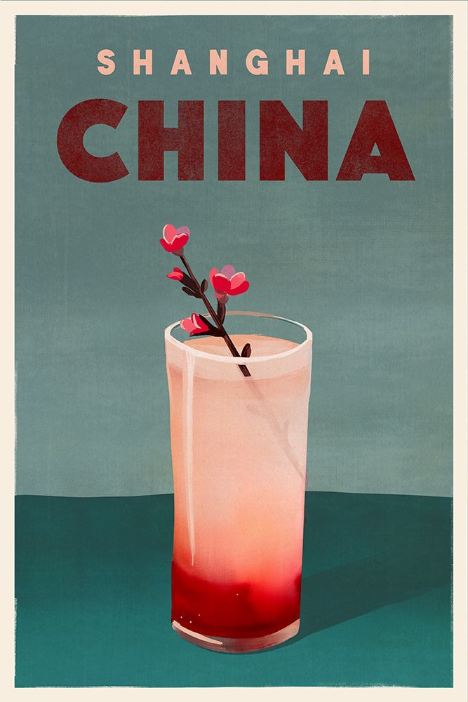 Travel Poster Cocktail Shanghai China art print by The Whiskey Ginger for $57.95 CAD