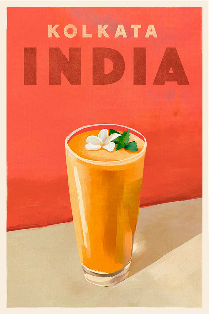 Travel Poster Cocktail Kolkata India art print by The Whiskey Ginger for $57.95 CAD