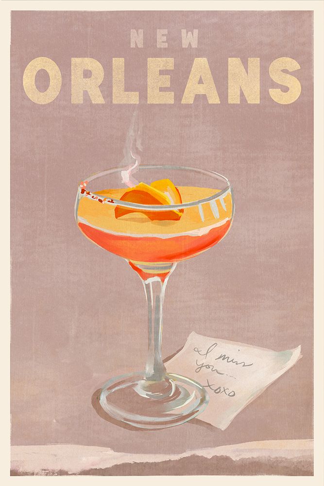 New Orleans Cocktail Travel Poster art print by The Whiskey Ginger for $57.95 CAD