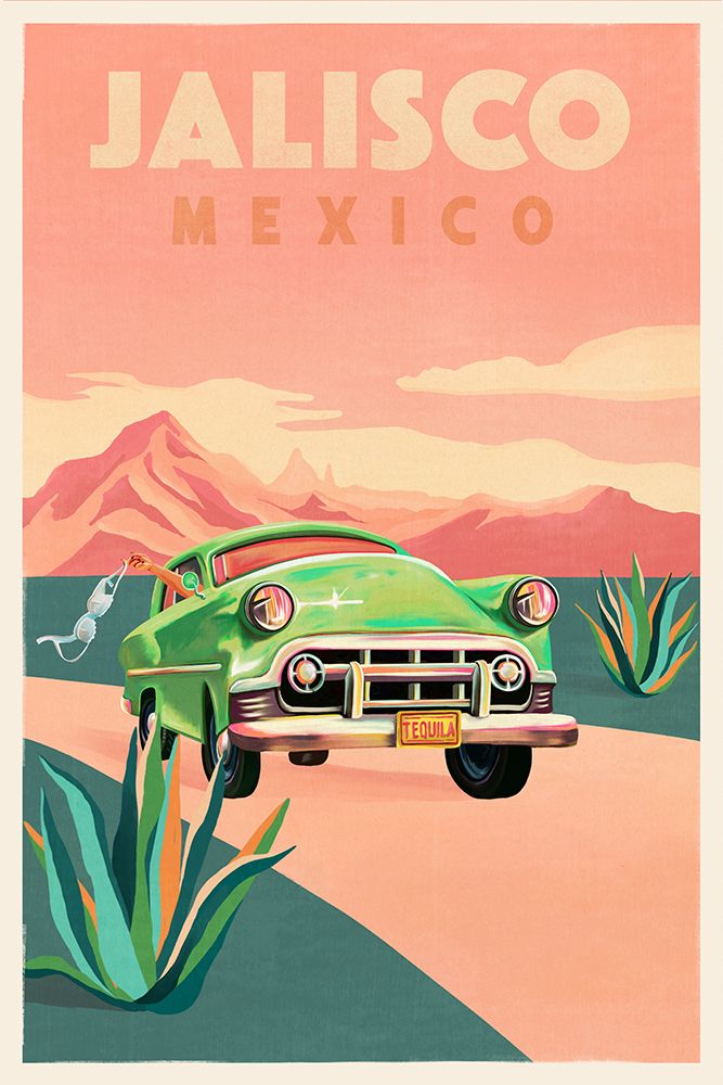 Jalisco Mexico Vintage Travel Poster art print by The Whiskey Ginger for $57.95 CAD