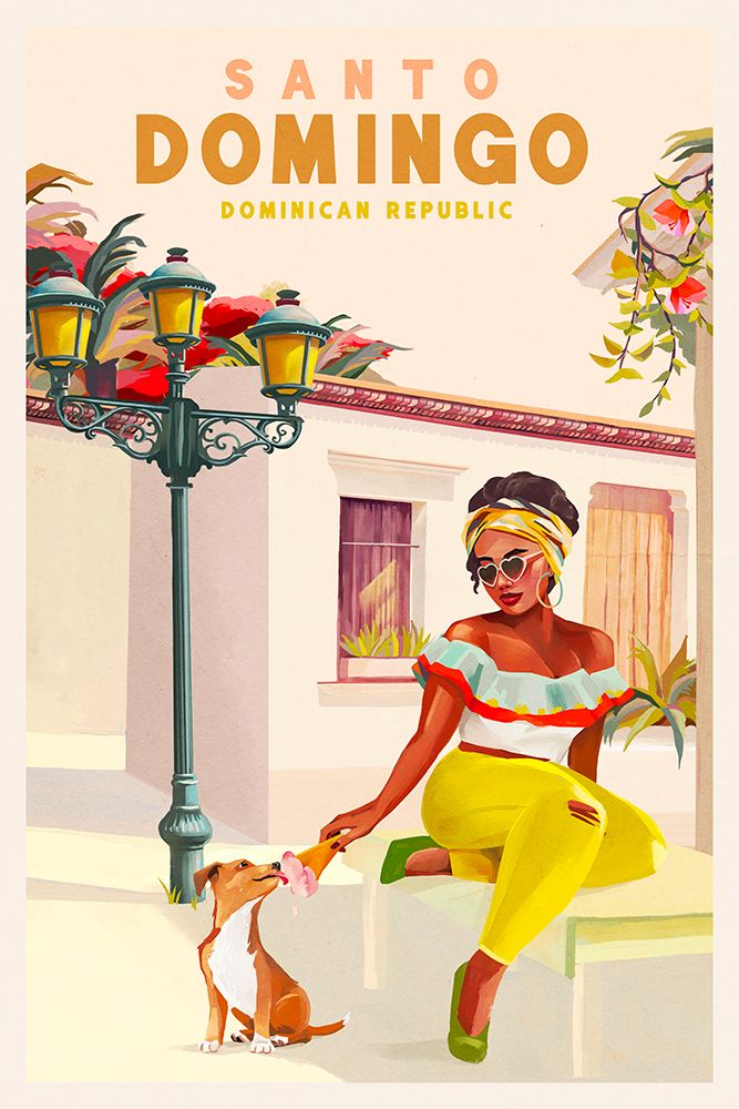 Santo Domingo Dominican Republic Woman a Dog art print by The Whiskey Ginger for $57.95 CAD