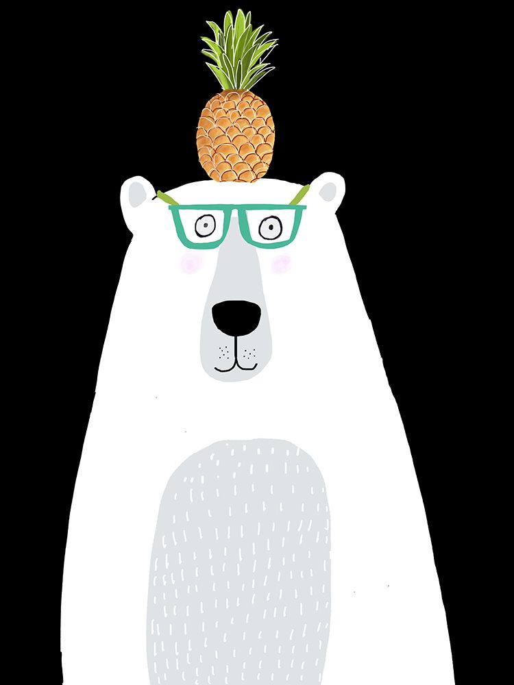 Funny White Polar Bear Wearing Glasses with Pineapple art print by Carla Daly for $57.95 CAD