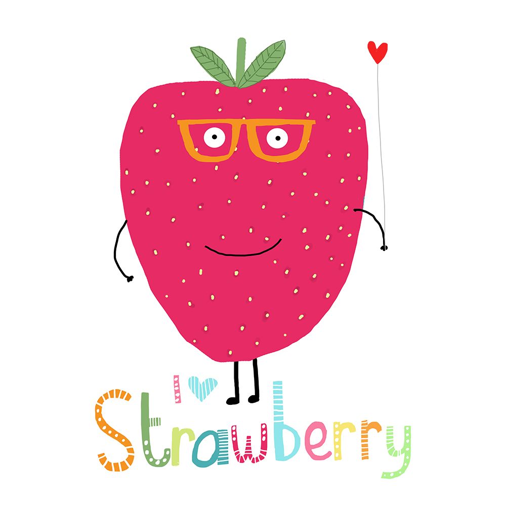 I Love Strawberry! Cute Strawberry Holding a Heart art print by Carla Daly for $57.95 CAD