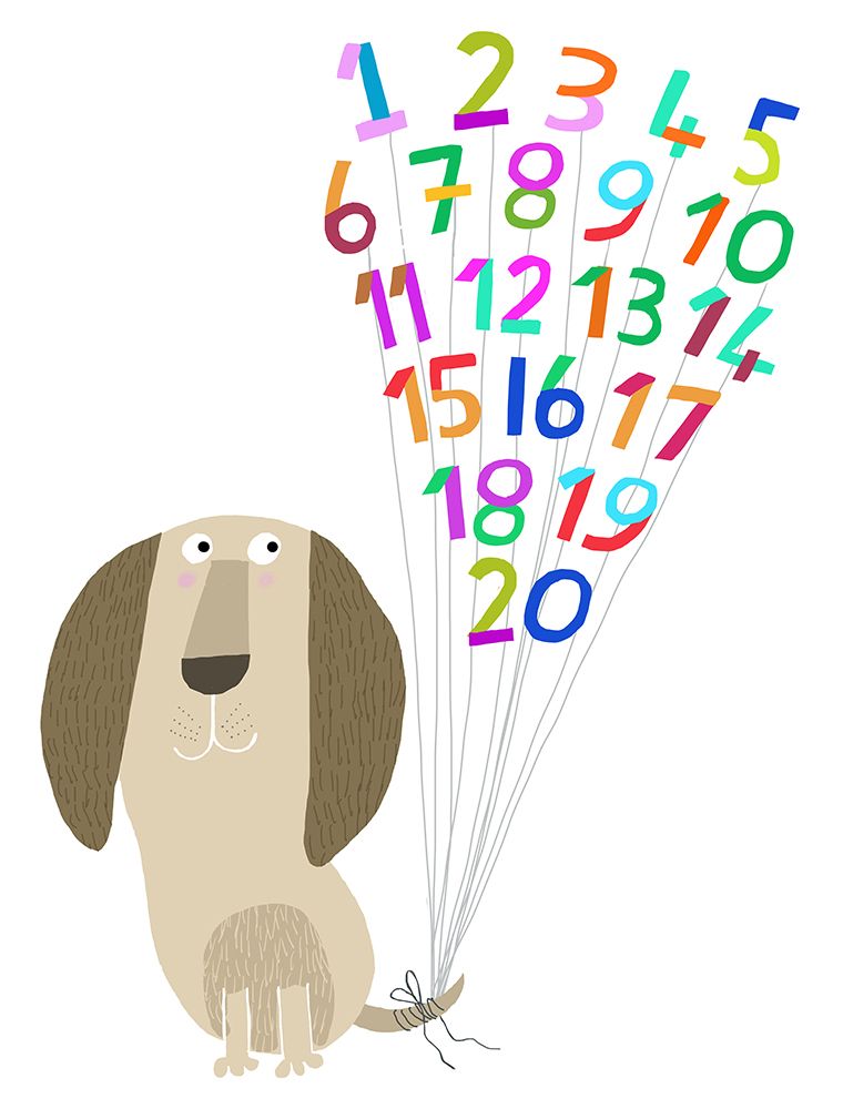 Dog with Numbers 1 to 20 by Artist Carla Daly art print by Carla Daly for $57.95 CAD