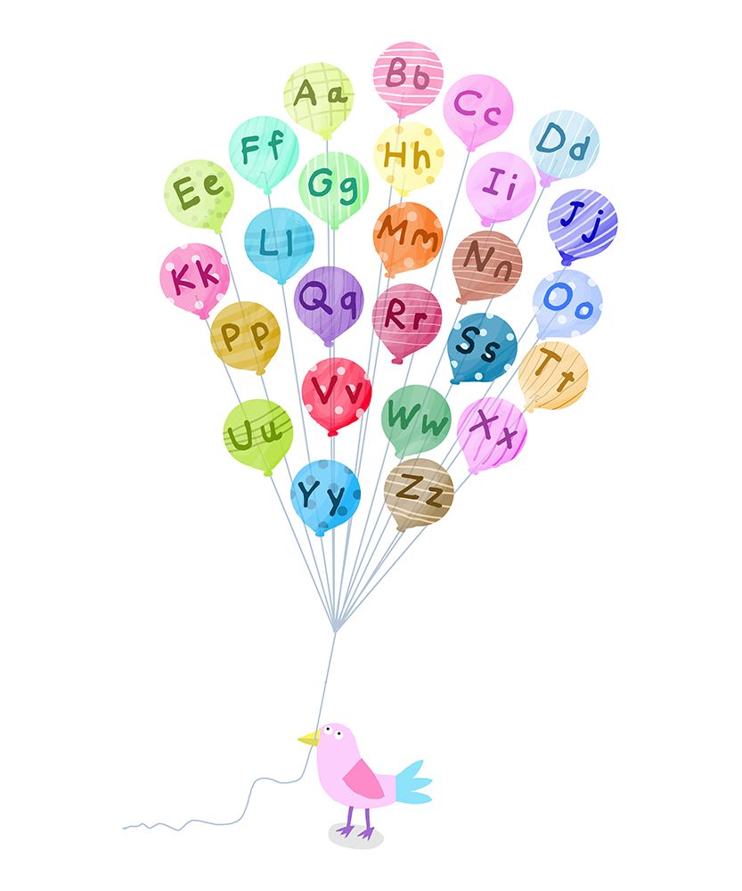 Cute Pink Bird with Alphabet Balloons by Carla Daly art print by Carla Daly for $57.95 CAD