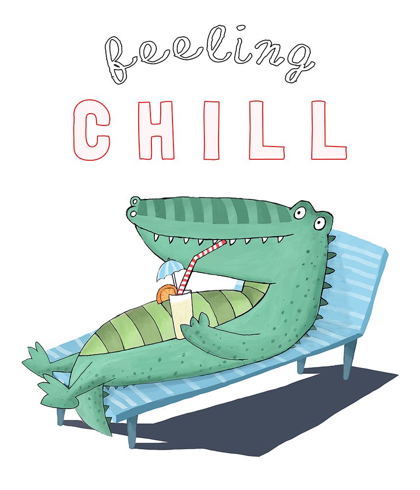 Feeling Chill! Funny Crocodile Lounging in the Sunshine by artist Carla Daly art print by Carla Daly for $57.95 CAD