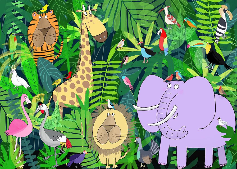 Jungle Animals Deep in the Jungle Foliage by Artist Carla Daly art print by Carla Daly for $57.95 CAD