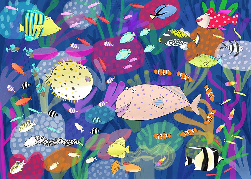 Colorful Tropical Fish Illustration by Artist Carla Daly art print by Carla Daly for $57.95 CAD