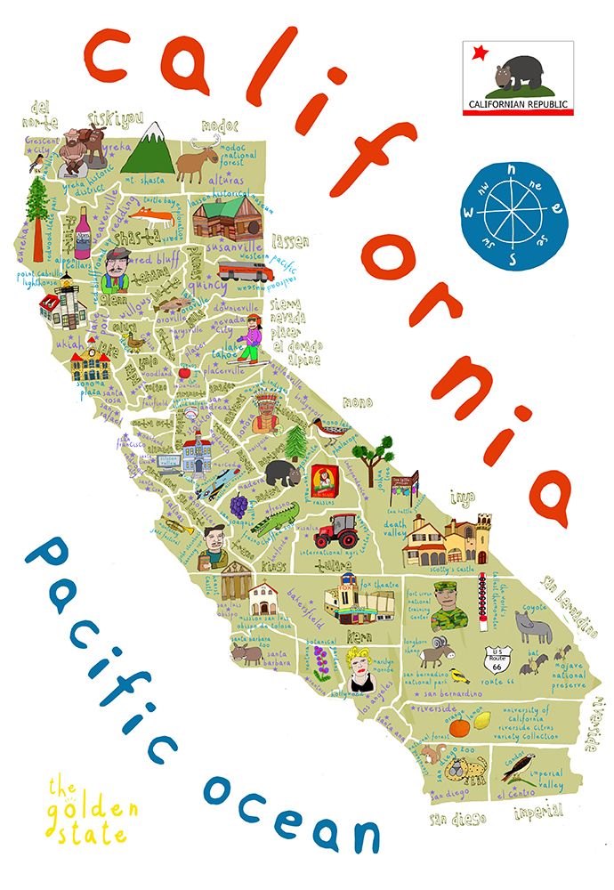 Illustrated Map of California by Artist Carla Daly art print by Carla Daly for $57.95 CAD