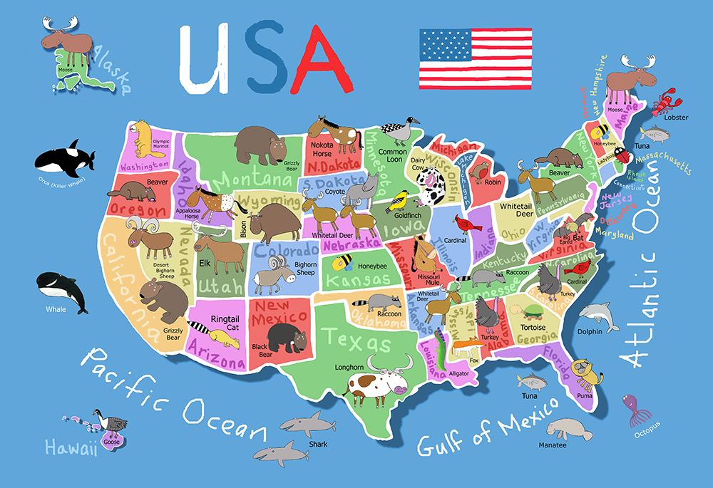 Illustrated Map of United States of America by Carla Daly art print by Carla Daly for $57.95 CAD