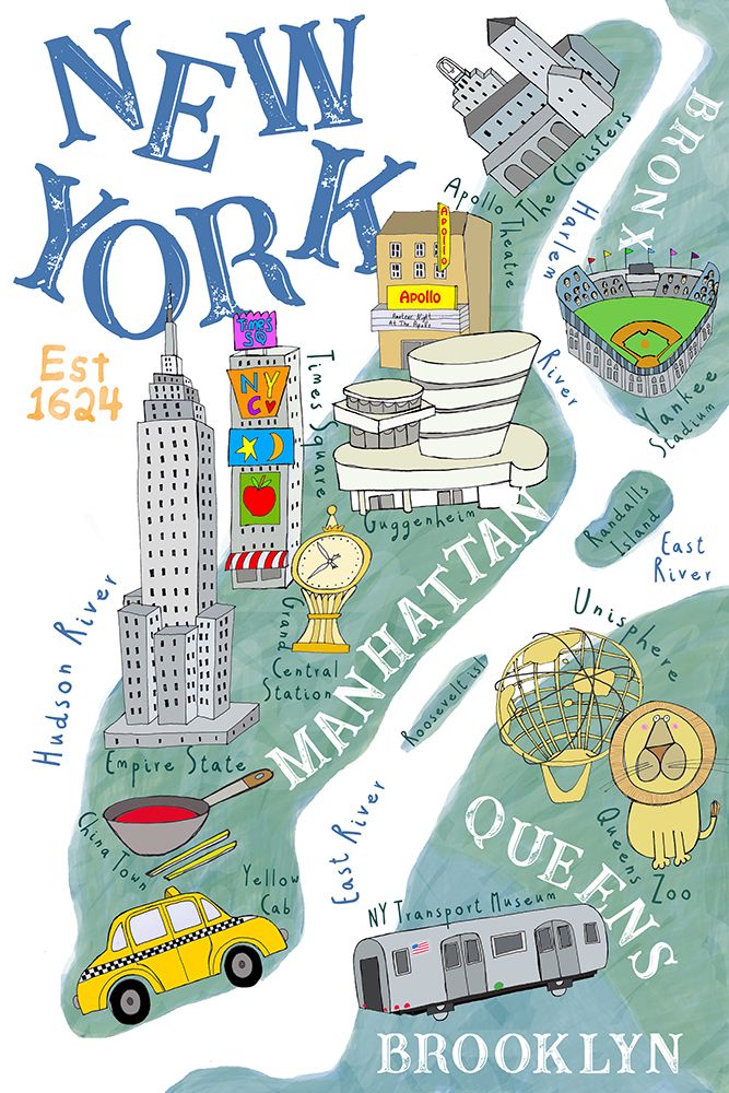 Illustrated Map of New York by Artist Carla Daly art print by Carla Daly for $57.95 CAD