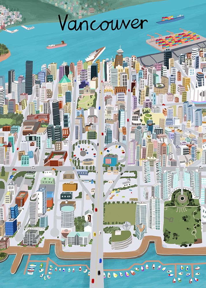 View Over Vancouver City by Artist Carla Daly art print by Carla Daly for $57.95 CAD