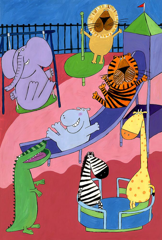 Jungle Animals in the Playground by Artist Carla Daly art print by Carla Daly for $57.95 CAD