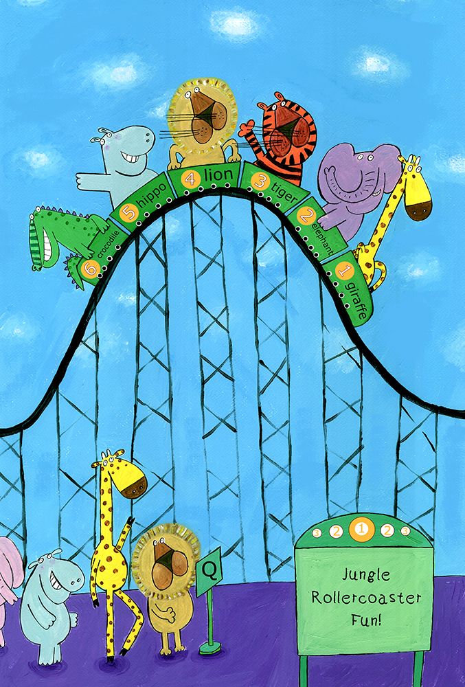 Jungle Animals Whizzing Down the Rollercoaster by Carla Daly art print by Carla Daly for $57.95 CAD