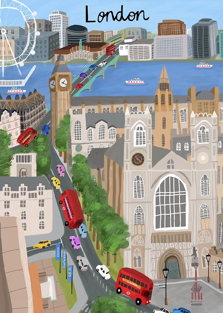 London City with View of the Thames River and Big Ben by Artist Carla Daly art print by Carla Daly for $57.95 CAD