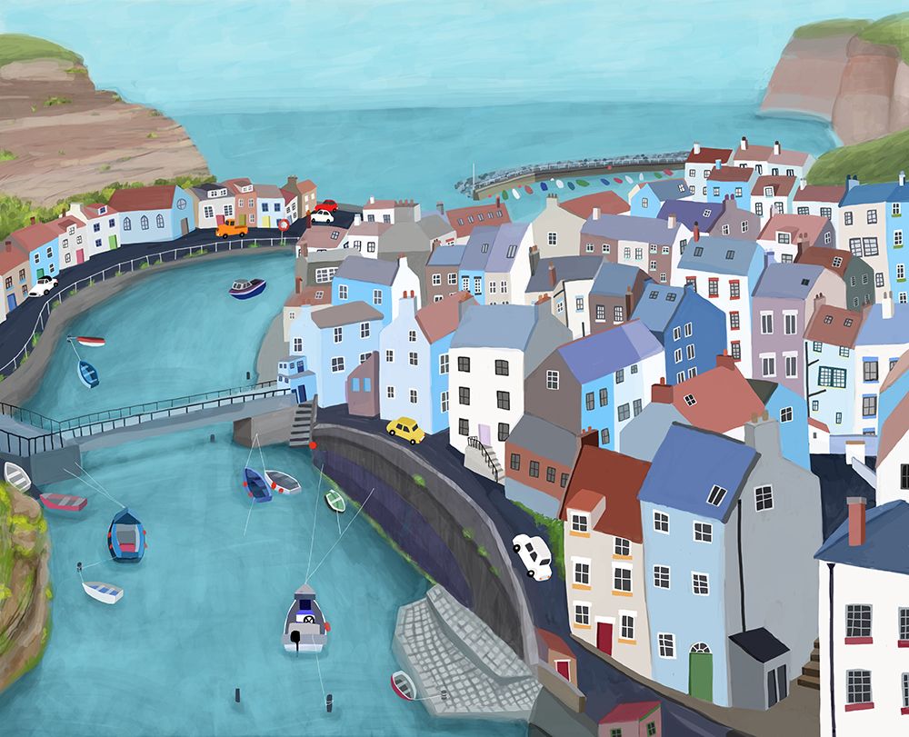 Aerial View of Staithes art print by Carla Daly for $57.95 CAD