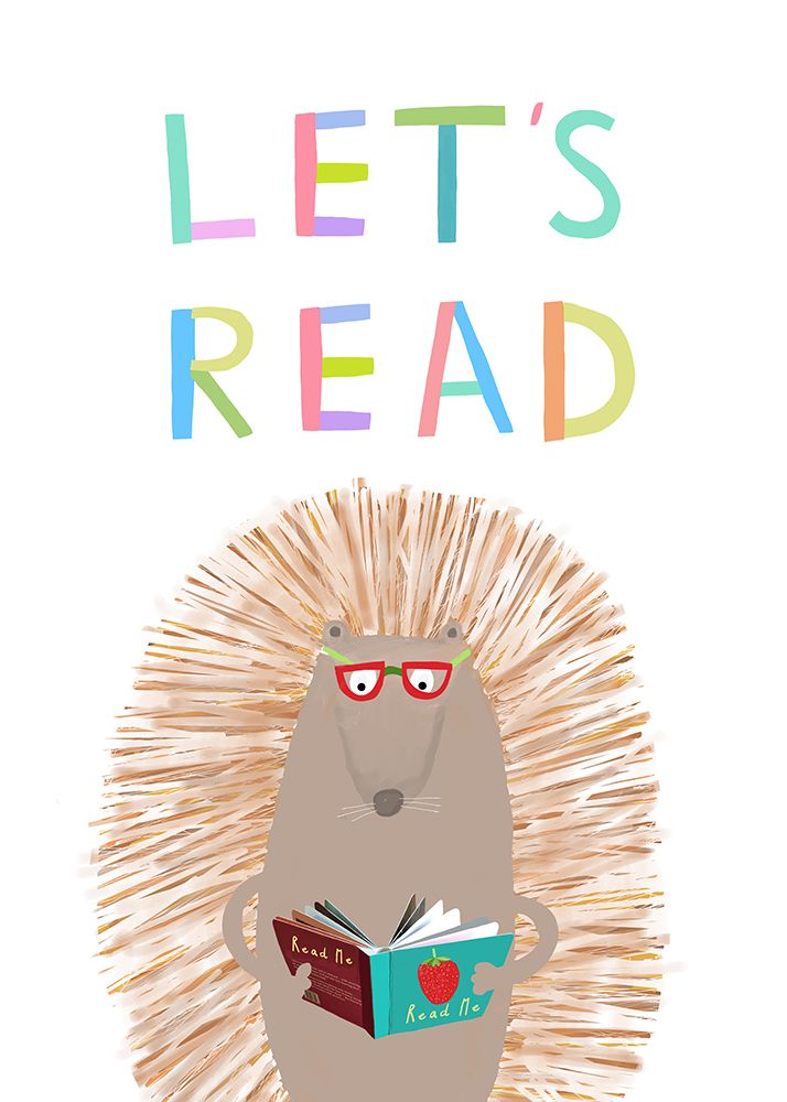 Lets Read with Cute Hedgehog by Illustrator Carla Daly art print by Carla Daly for $57.95 CAD