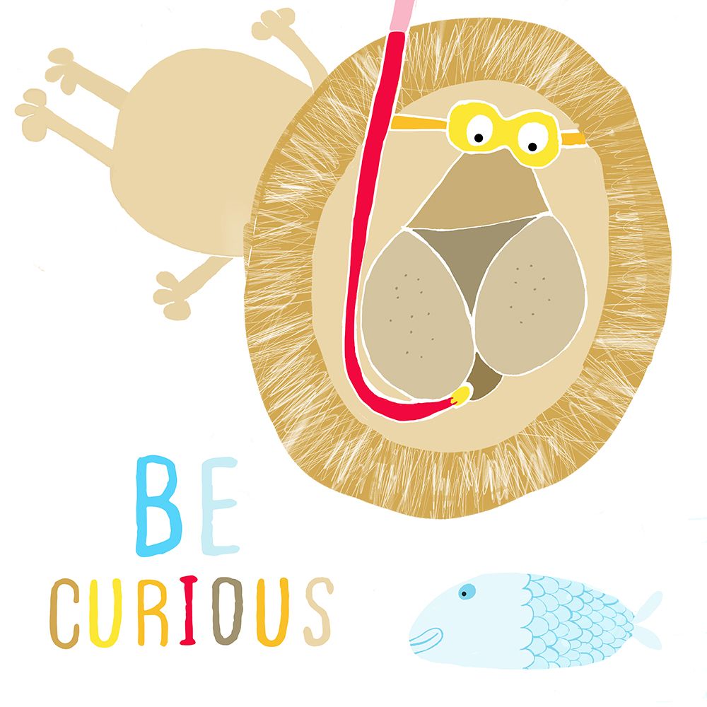 Be Curious! Cute Lion Snorkelling with the Fish by Illustrator Carla Daly art print by Carla Daly for $57.95 CAD