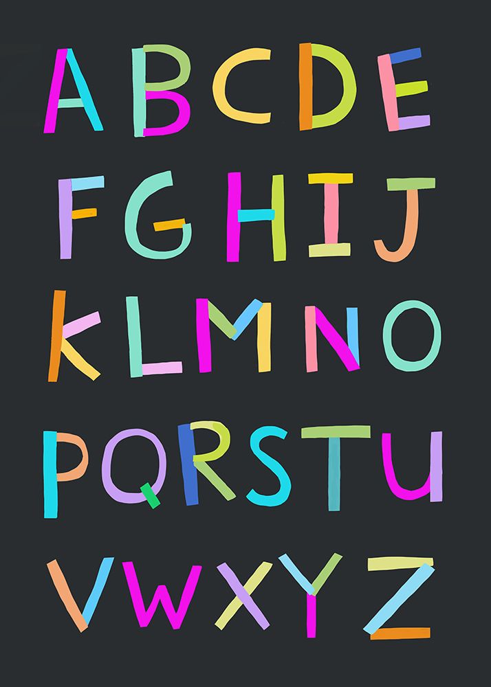 Hand Drawn Alphabet Letters on Black Background by Artist Carla Daly art print by Carla Daly for $57.95 CAD