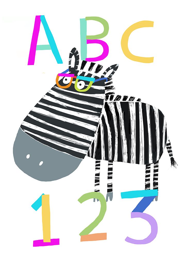 ABC and 123 Letters and Numbers with Zebra by Artist Carla Daly art print by Carla Daly for $57.95 CAD