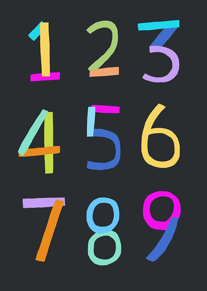 Hand Drawn Numbers 1 to 9 on Black Background by Artist Carla Daly art print by Carla Daly for $57.95 CAD