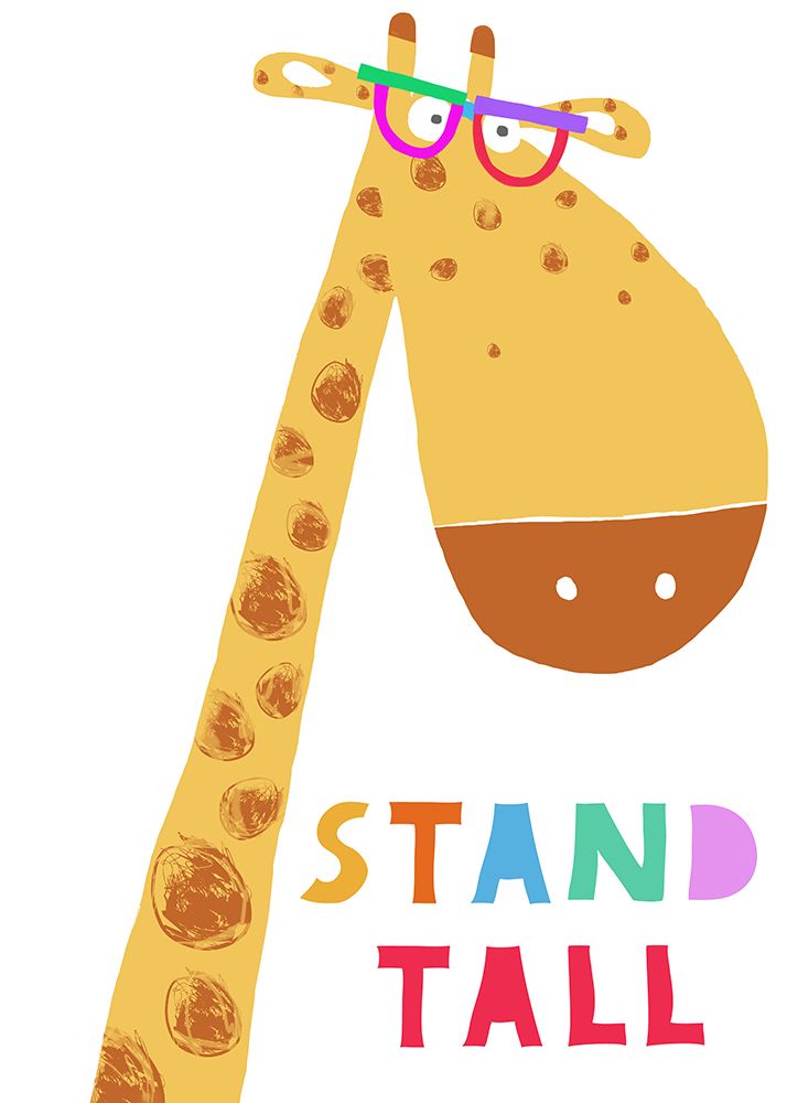 Stand Tall! Cute Giraffe with Colorful Glasses by Artist Carla Daly art print by Carla Daly for $57.95 CAD