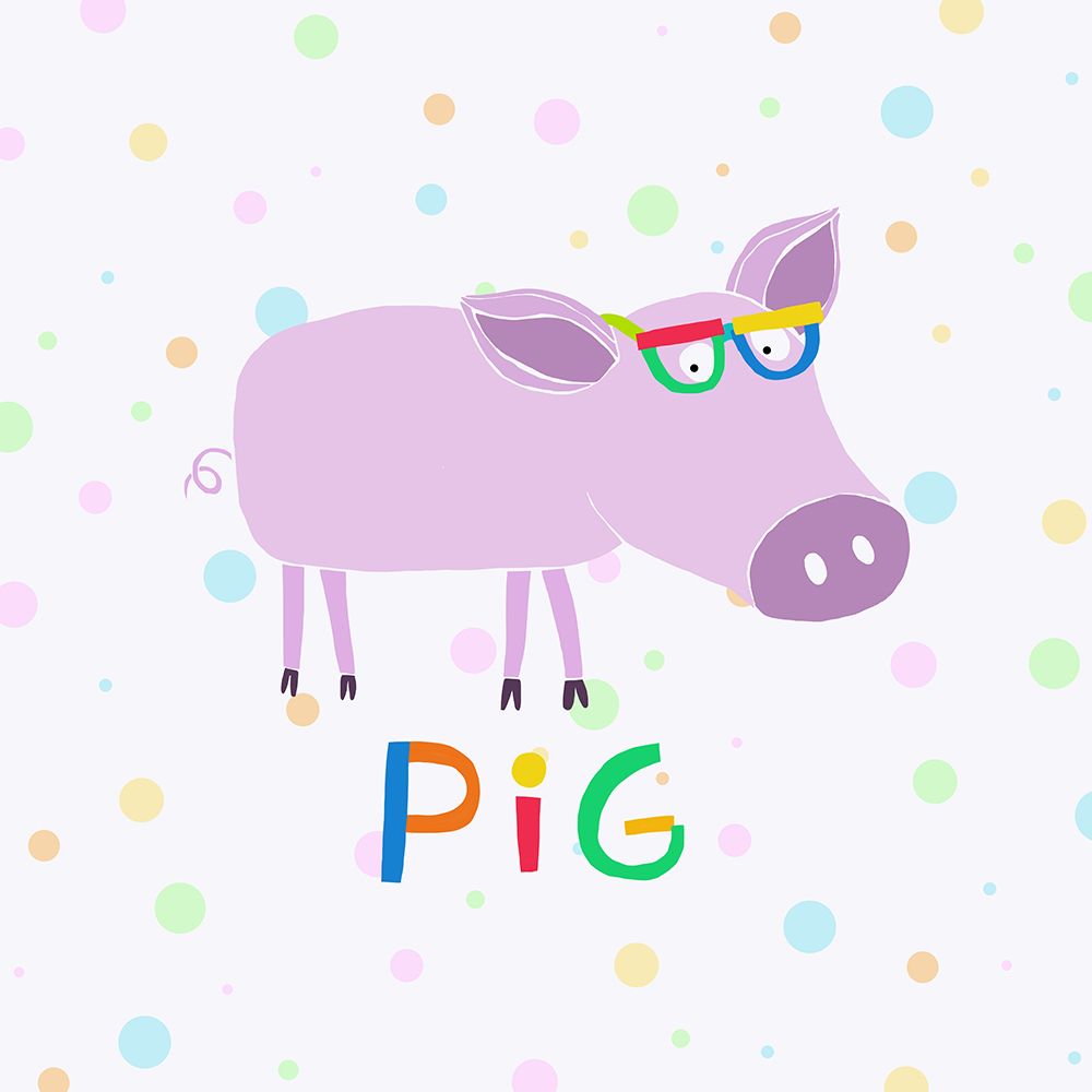 Cute Pink Pig with Funny Colorful Glasses by Artist Carla Daly art print by Carla Daly for $57.95 CAD