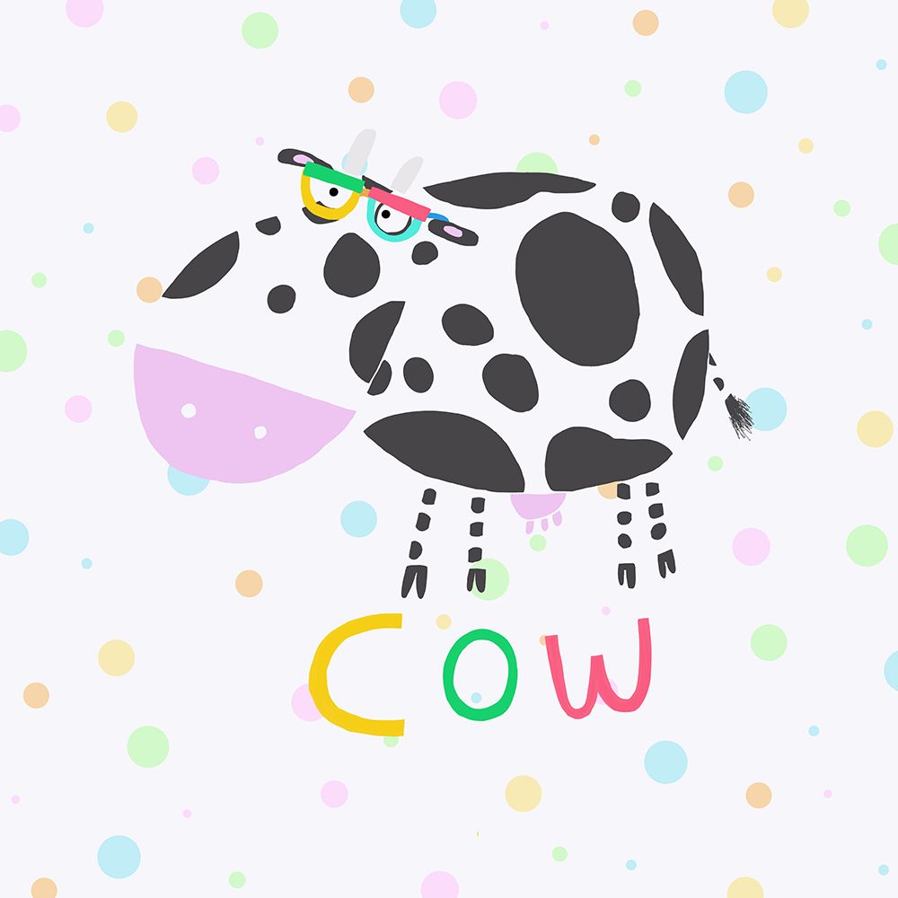 Happy Cow Wearing Colorful Glasses by Illustrator Carla Daly art print by Carla Daly for $57.95 CAD