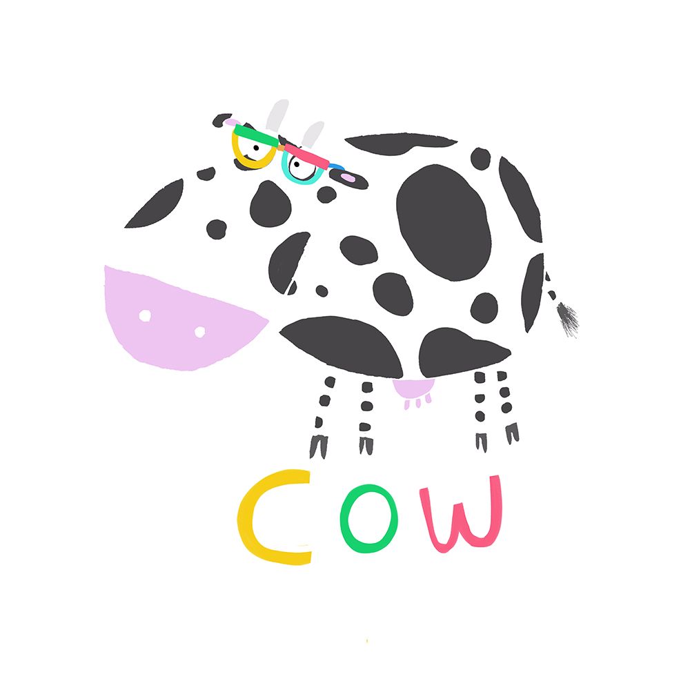 Happy Cow Wearing Colorful Glasses by Illustrator Carla Daly art print by Carla Daly for $57.95 CAD